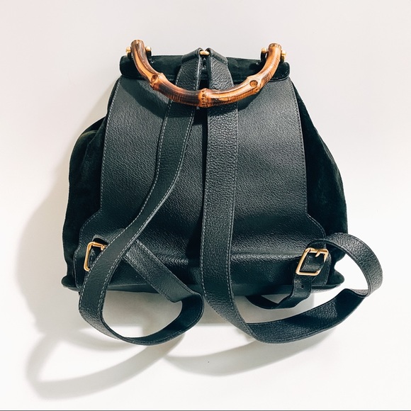 Gucci vintage bamboo suede backpack - Picture 2 of 9